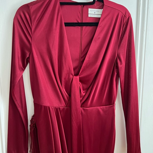 ALTUZARRA for Target Womens Red Satin Wrap Dress w Scarf - Picture 8 of 12